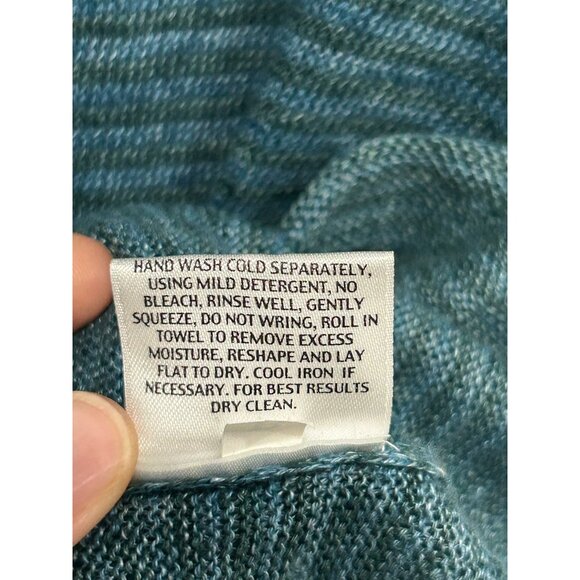 Eileen Fisher Striped Linen Sweater Blue Sz Medium Long Sleeve Pullover Cozy - Picture 9 of 11